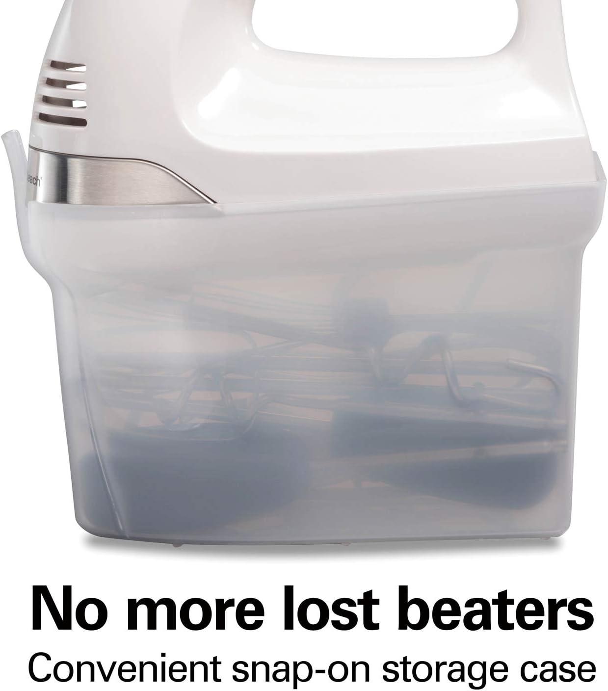 imageHamilton Beach 6Speed Electric Hand Mixer with Whisk Dough Hooks and Easy Clean Beaters Powerful 275 Watt Motor SnapOn Storage Case BlackWhite