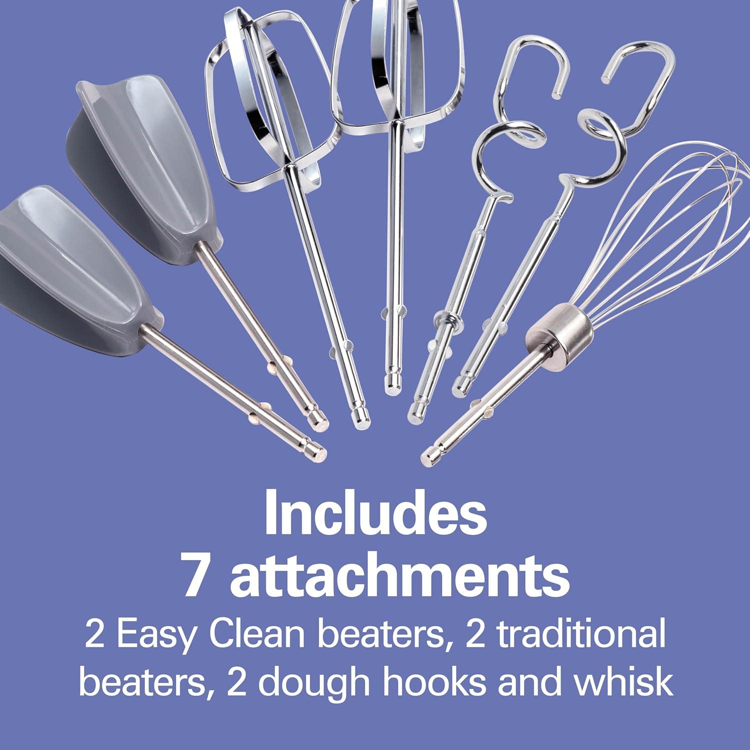 imageHamilton Beach 6Speed Electric Hand Mixer with Whisk Dough Hooks and Easy Clean Beaters Powerful 275 Watt Motor SnapOn Storage Case BlackWhite
