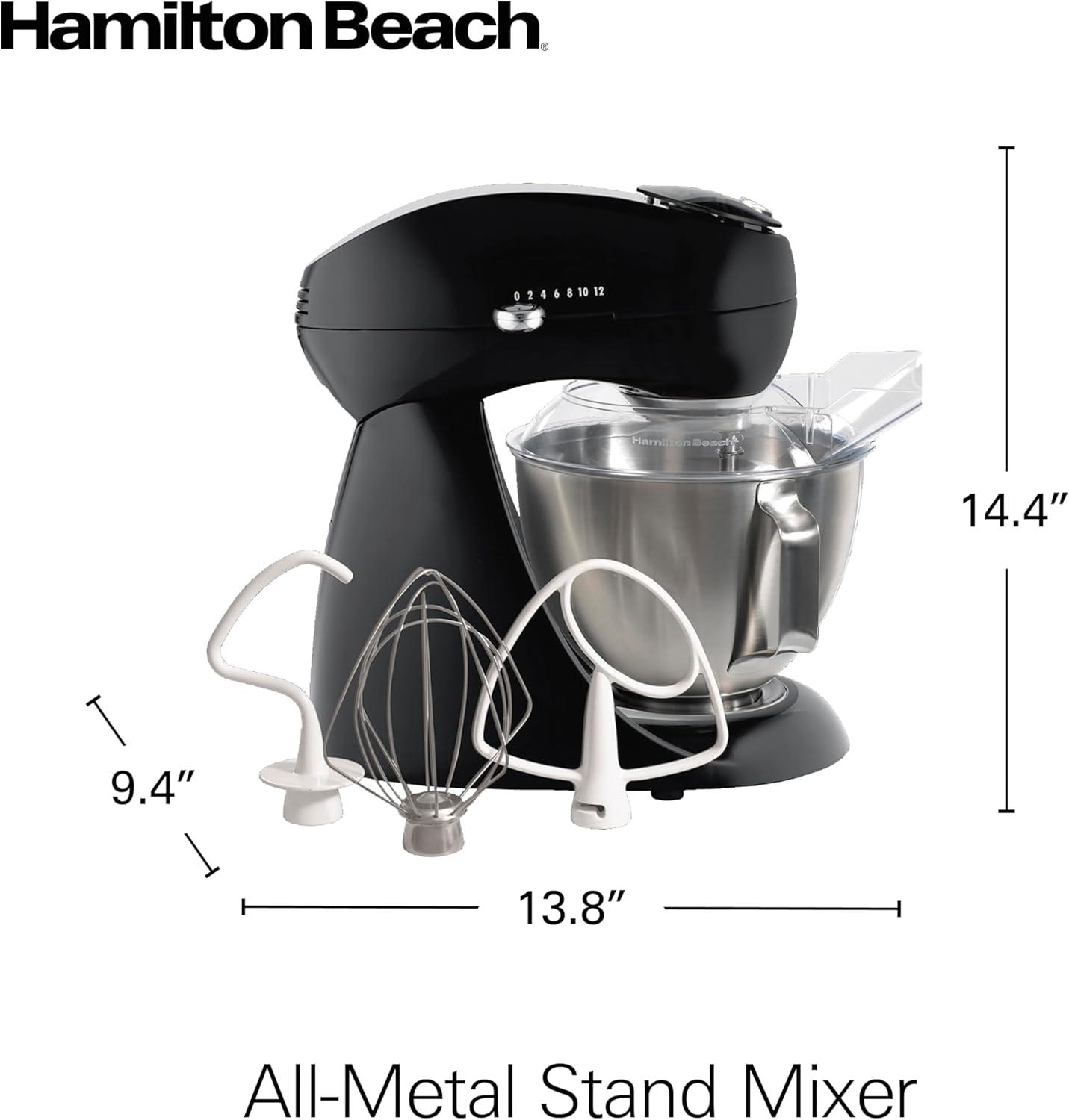 imageHamilton Beach AllMetal 12Speed Electric Stand Mixer TiltHead 45 Quarts Pouring Shield Licorice 63227Licorice