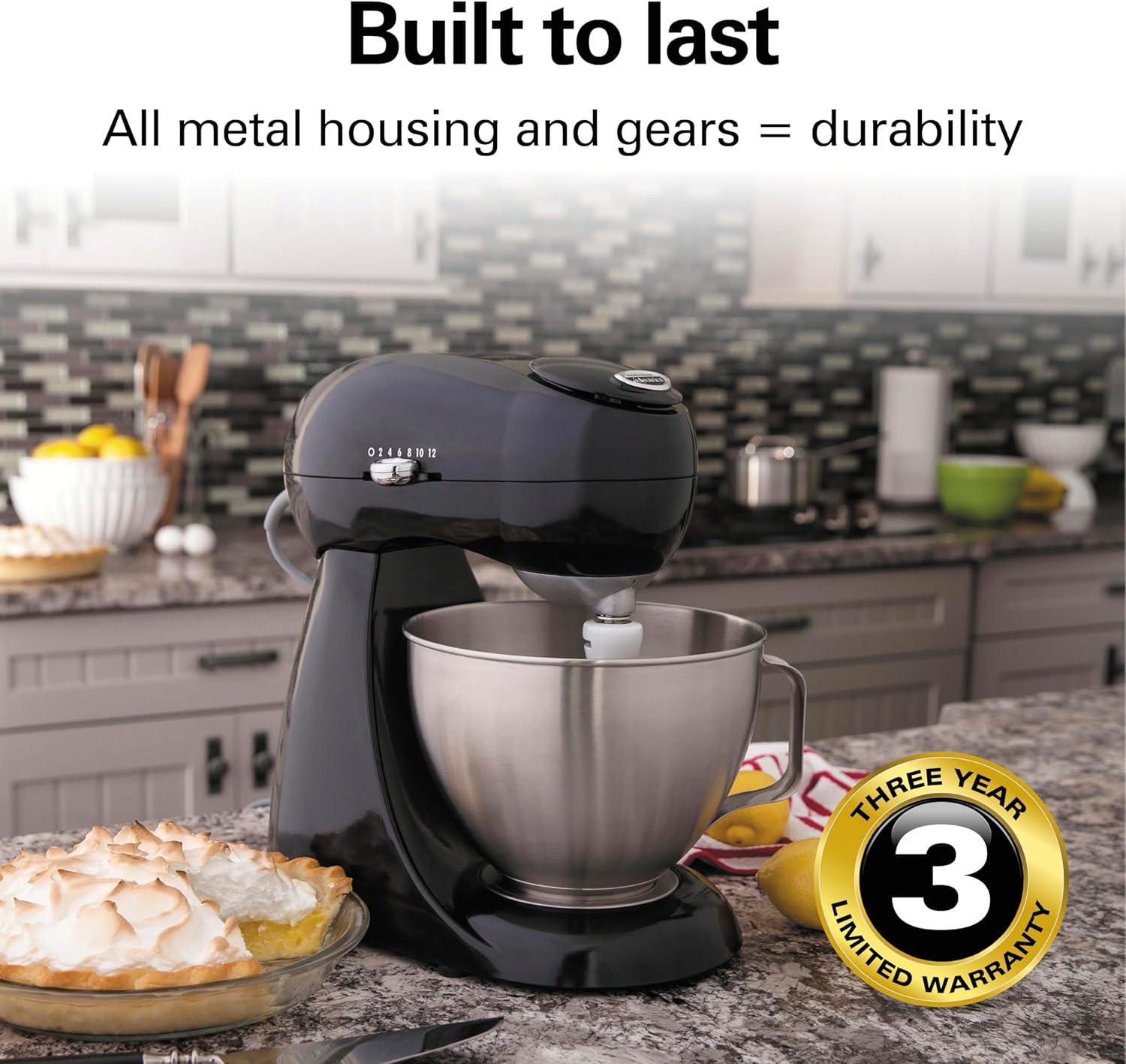 imageHamilton Beach AllMetal 12Speed Electric Stand Mixer TiltHead 45 Quarts Pouring Shield Licorice 63227Licorice