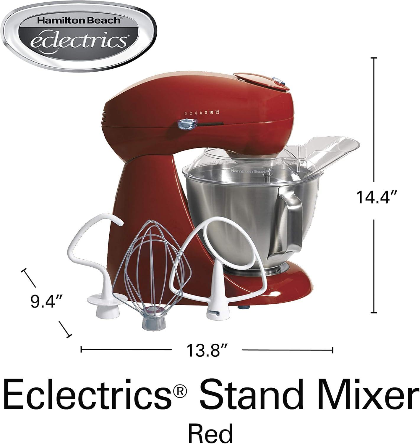 imageHamilton Beach AllMetal 12Speed Electric Stand Mixer TiltHead 45 Quarts Pouring Shield Licorice 63227Red