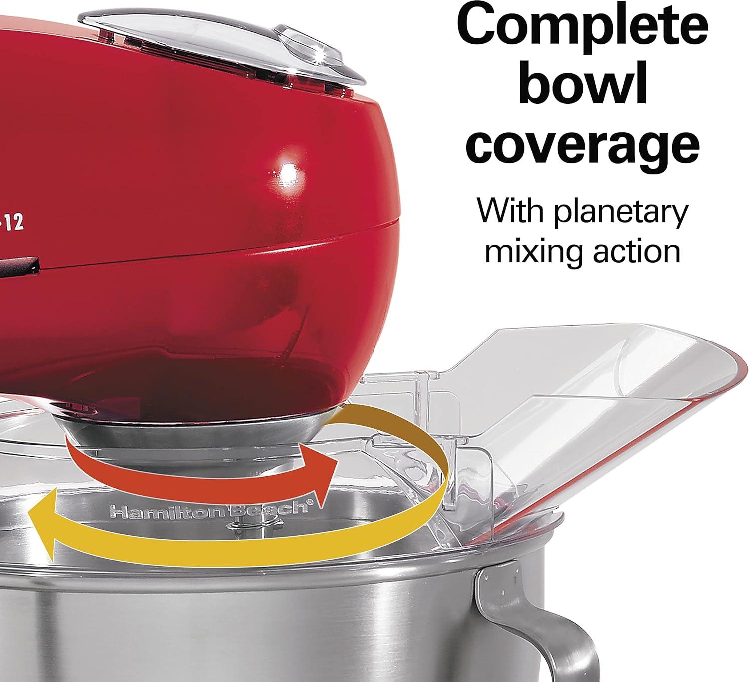 imageHamilton Beach AllMetal 12Speed Electric Stand Mixer TiltHead 45 Quarts Pouring Shield Licorice 63227Red