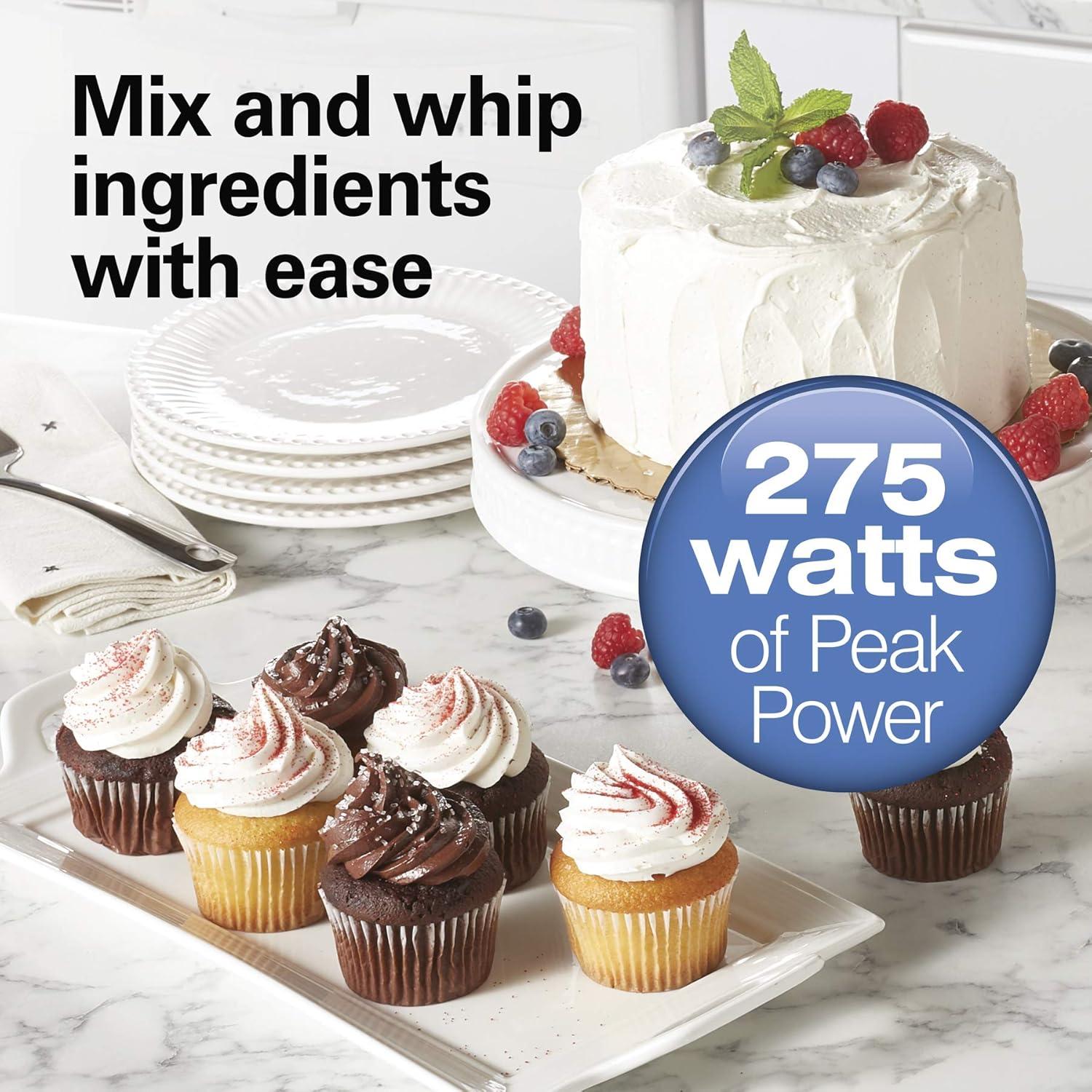 imageHamilton Beach Power Deluxe 6Speed Electric Hand Mixer with SnapOn Storage Case QuickBurst Beaters Whisk Powerful 250 Watt Motor Bowl Rest White 62695VBlack