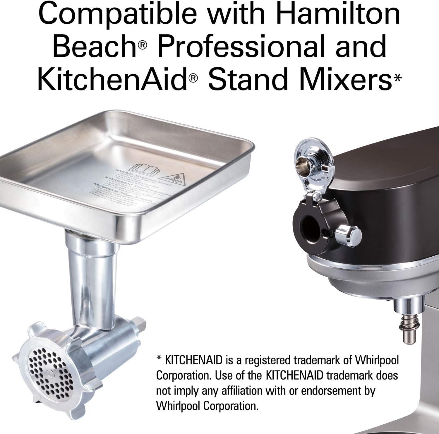 imageHamilton Beach Professional 63245 Stand Mixer Specialty Metal Meat and Food Grinder Attachment Set STAINLESS STEEL