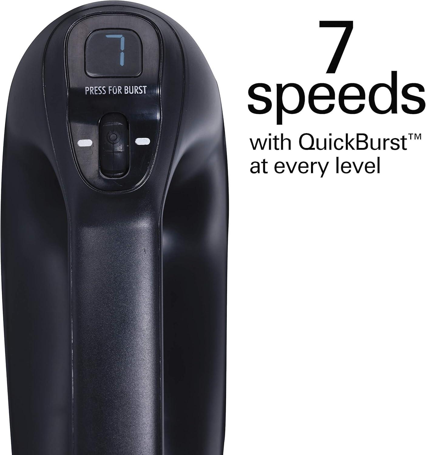 imageHamilton Beach Professional 7Speed Digital Electric Hand Mixer with HighPerformance DC Motor Slow Start SnapOn Storage Case SoftScrape Beaters Whisk Dough Hooks White 62656Matte Black