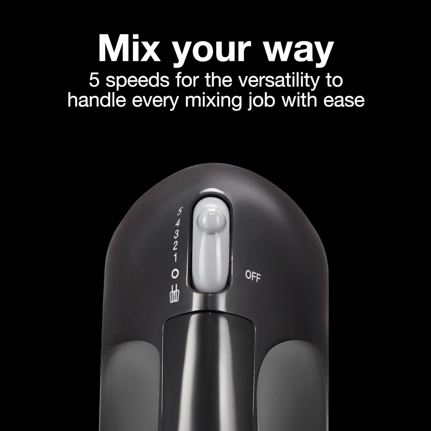 imageProctor Silex Easy Mix 5Speed Electric Hand Mixer with Bowl Rest Compact and Lightweight 100 Watts of Peak Power Black 62507PSBlack