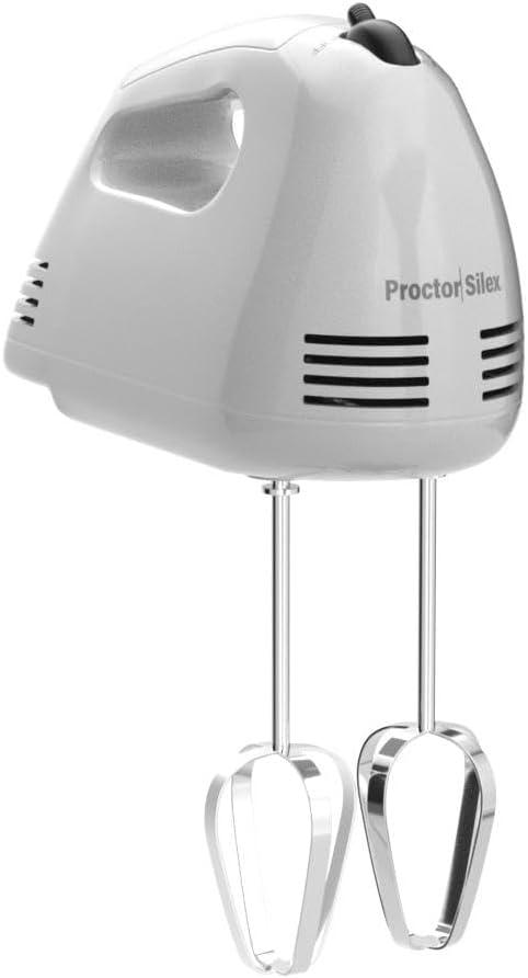 imageProctor Silex Easy Mix 5Speed Electric Hand Mixer with Bowl Rest Compact and Lightweight 100 Watts of Peak Power Black 62507PSWhite