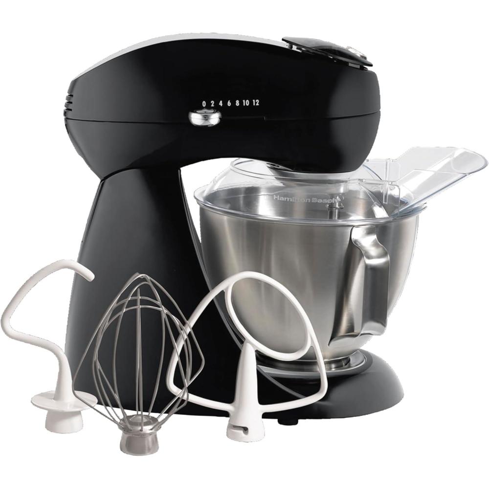 imageHamilton Beach AllMetal 12Speed Electric Stand Mixer TiltHead 45 Quarts Pouring Shield Licorice 63227Licorice