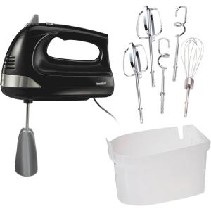Hamilton Beach 6-Speed Electric Hand Mixer with Whisk, Dough Hooks and Easy Clean Beaters, Powerful 275 Watt Motor, Snap-On Storage Case, Black(Black)