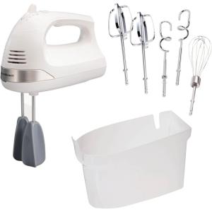 Hamilton Beach 6-Speed Electric Hand Mixer with Whisk, Dough Hooks and Easy Clean Beaters, Powerful 275 Watt Motor, Snap-On Storage Case, Black(White)