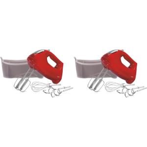 Hamilton Beach 6-Speed Electric Hand Mixer with Whisk, Traditional Beaters, Dough Hooks, Snap-On Storage Case, 275 Watts, Red(Red)