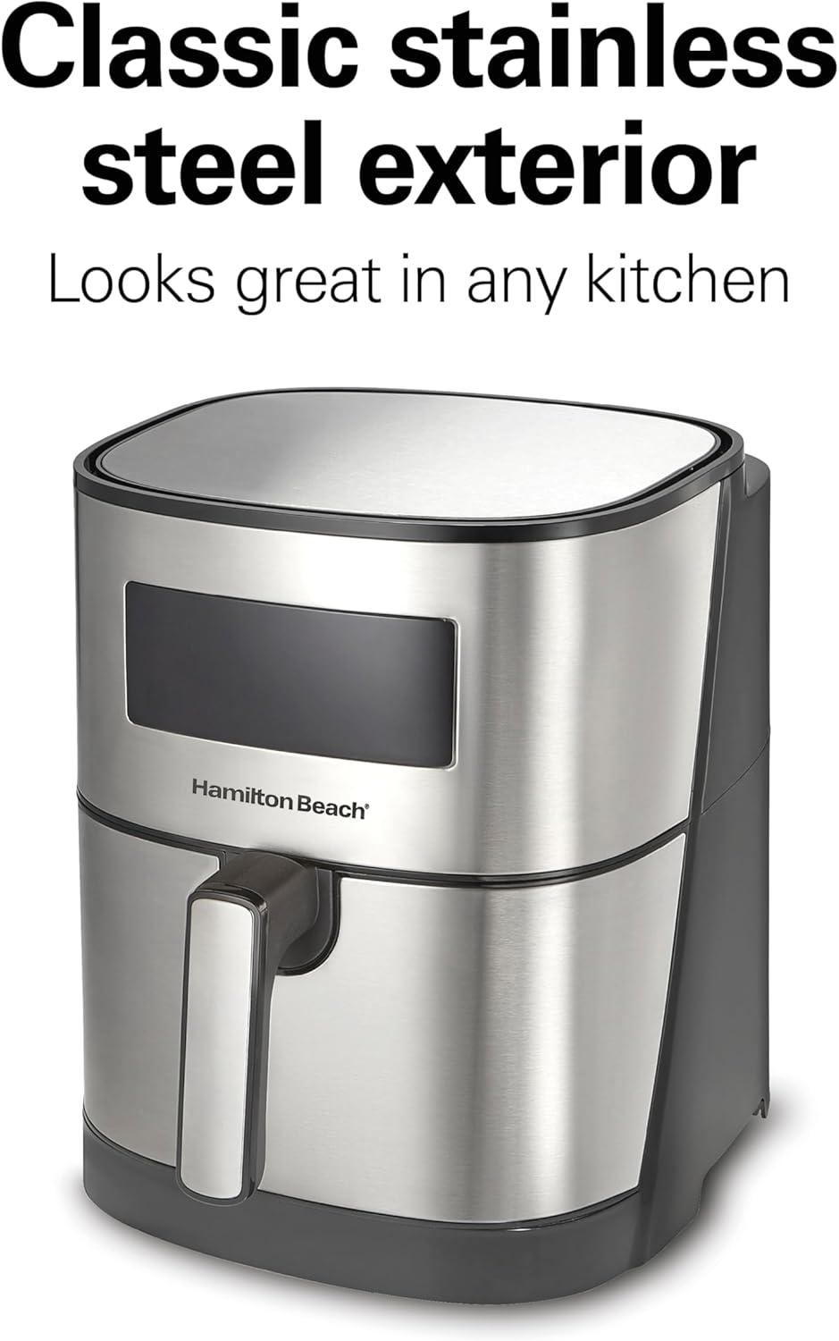 imageHamilton Beach 58 Quart Digital Air Fryer Oven with 8 Presets Easy to Clean Nonstick Basket Black 35075