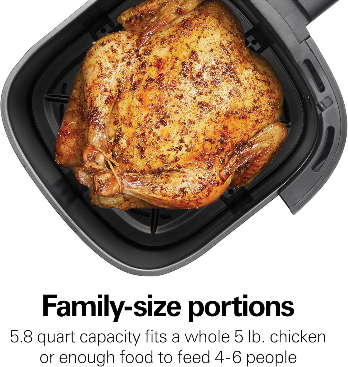 imageHamilton Beach 58 Quart Digital Air Fryer Oven with 8 Presets Easy to Clean Nonstick Basket Black 35075