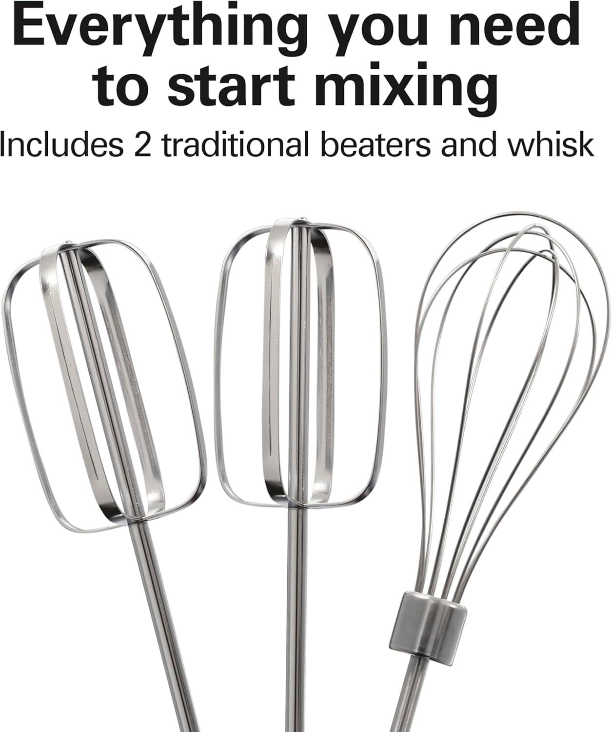 imageHamilton Beach 6Speed Electric Hand Mixer with Whisk Traditional Beaters SnapOn Storage Case 250 Watts White1