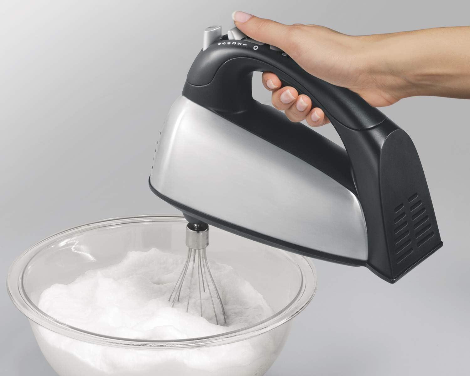imageHamilton Beach Classic Stand and Hand Mixer 4 Quarts 6 Speeds with QuickBurst Bowl Rest 290 Watts Peak Power Blue 64658Brown