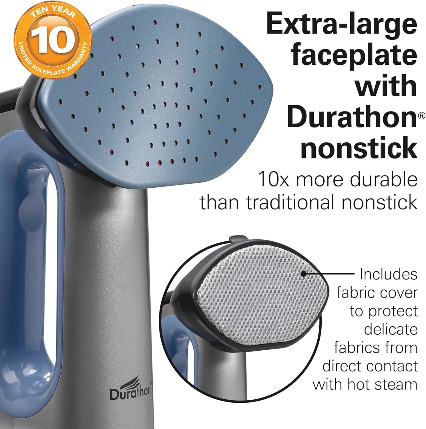imageHamilton Beach Durathon 3in1 Handheld Garment Steamer for Clothes amp Steam Iron 45 Second HeatUp with 1700 Watts 300ml Removable Water Tank 27 Minutes of Steam Auto Shutoff Gray amp Blue 11559
