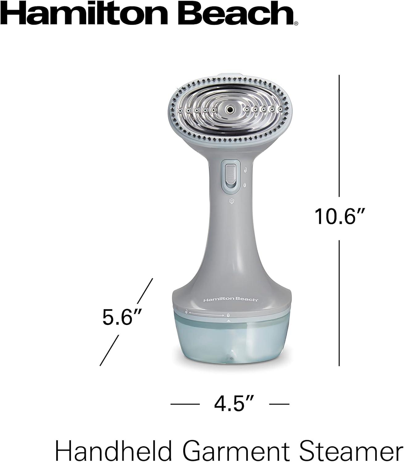 imageHamilton Beach Handheld Garment Steamer for Clothes Fabric and Drapes1200 Watts 400ml Water Tank 20 Minutes of Continuous Steam Vacation Essentials Gray amp Blue 11557Gray Blue
