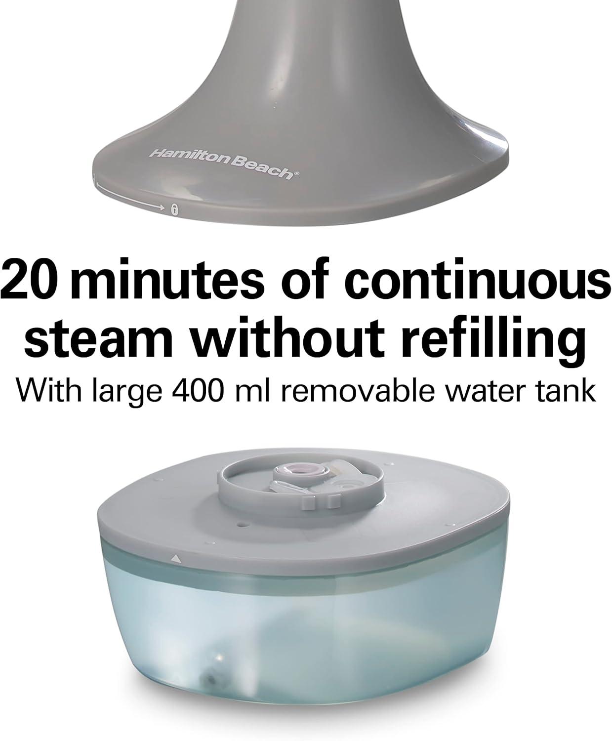 imageHamilton Beach Handheld Garment Steamer for Clothes Fabric and Drapes1200 Watts 400ml Water Tank 20 Minutes of Continuous Steam Vacation Essentials Gray amp Blue 11557Gray Blue