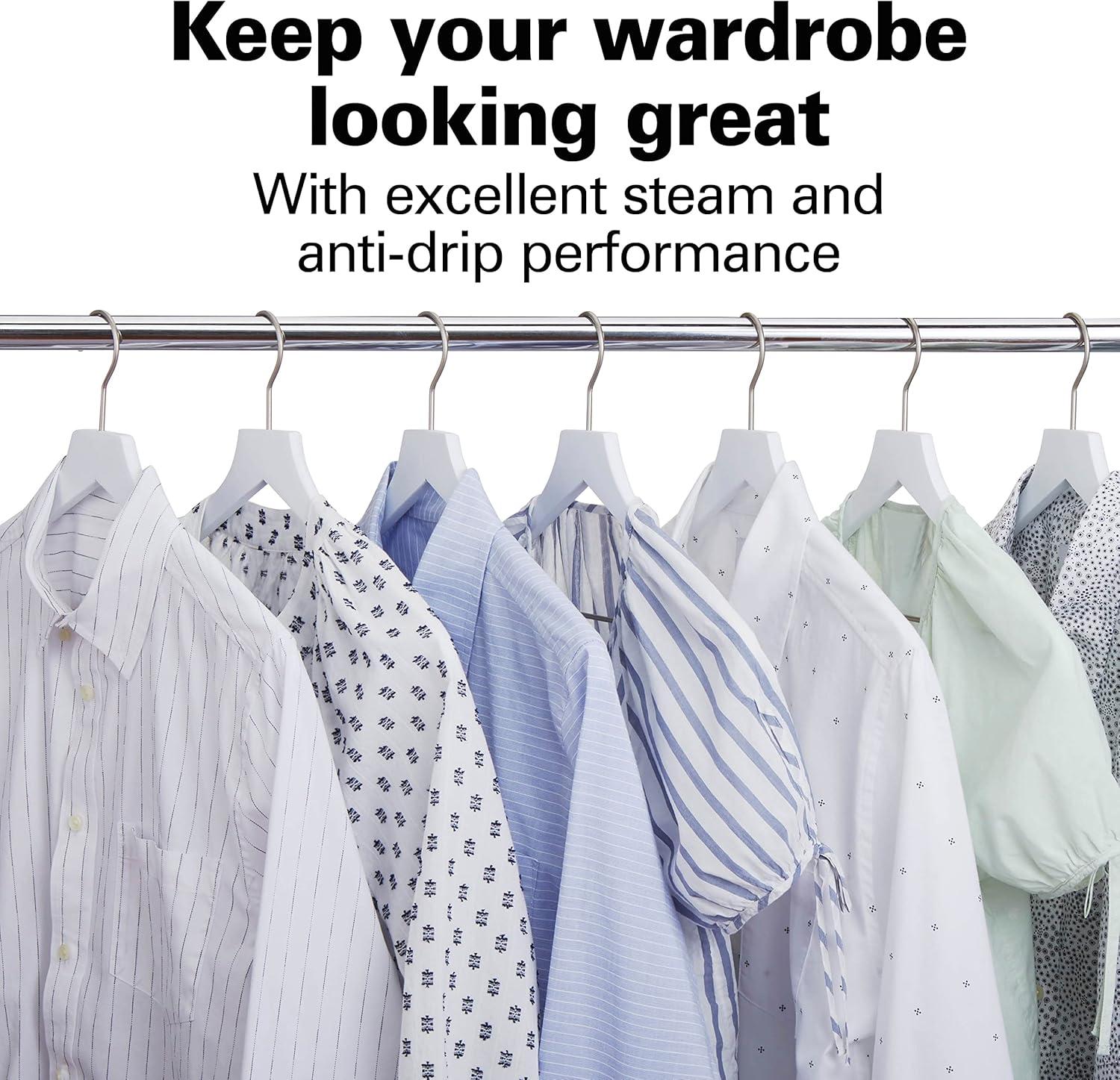 imageHamilton Beach Iron amp Garment Steamer for Clothes with Smooth Press Stainless Steel Soleplate 3Way Auto Shutoff 1500 Watts for HighVelocity Steam 10 Cord LeakProof AntiDrip White 146501500 Watts for HighVelocity Steam Pack of 2