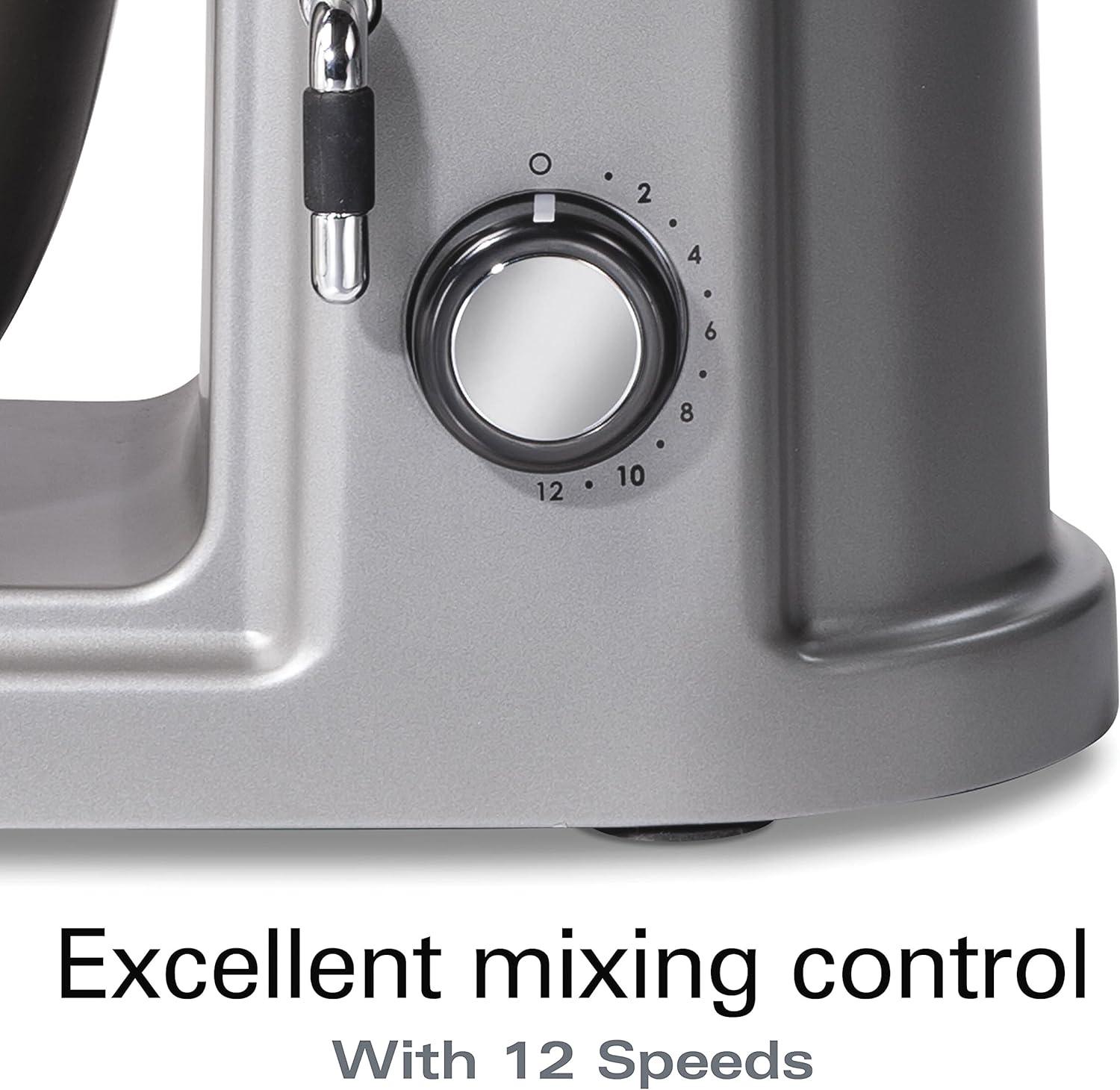 imageHamilton Beach Professional AllMetal Stand Mixer with Specialty Attachment Hub 5 Quart Bowl 12 Speeds Includes Flat Beater Dough Hook Whisk 63240Stand Mixer