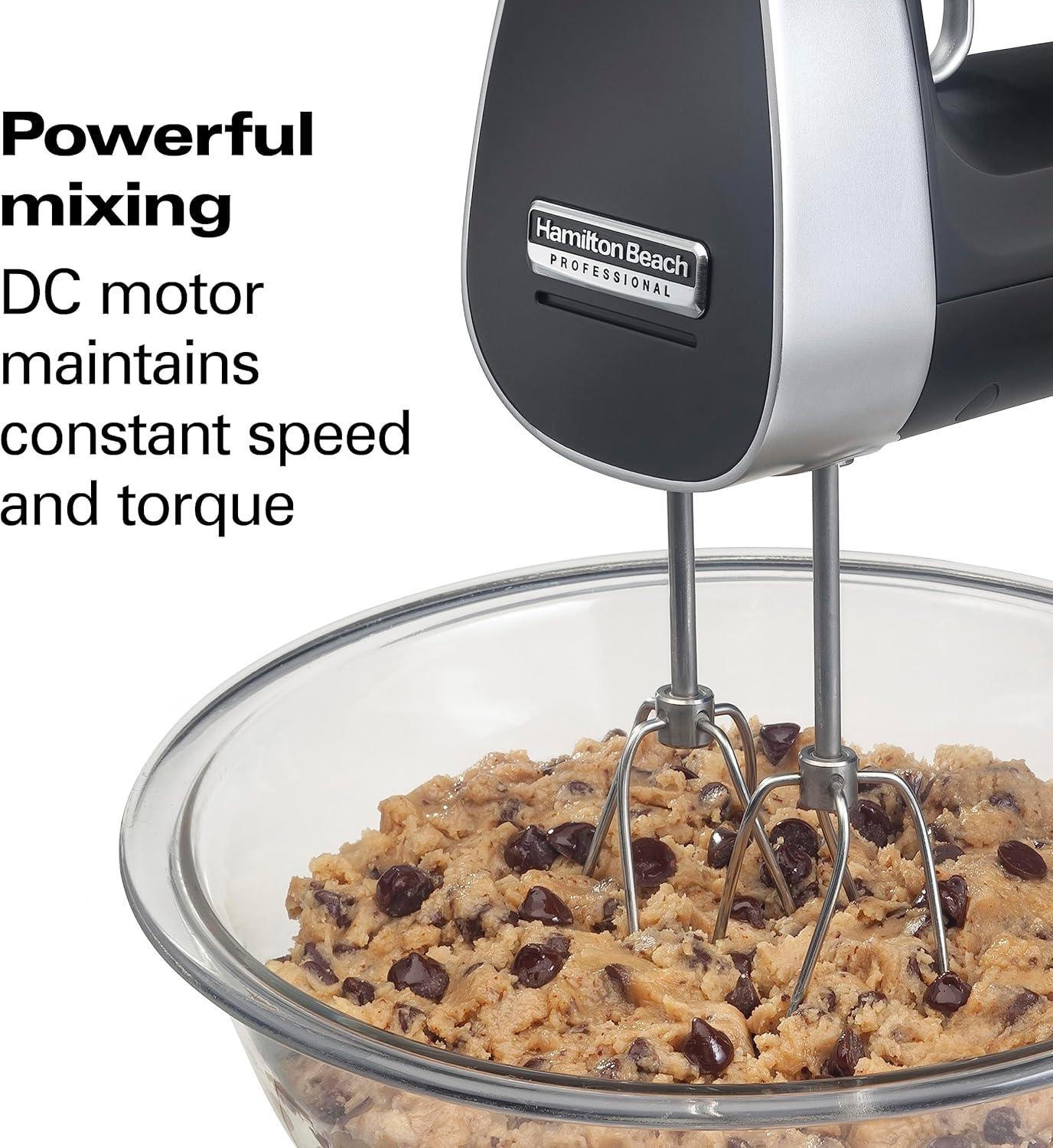 imageHamilton Beach Professional Cordless Electric Hand Mixer with Infinite Speed Control Powerful DC Motor for Effortless Mixing Quick Recharging LCD Screen Whisk Storage Case Black 62673