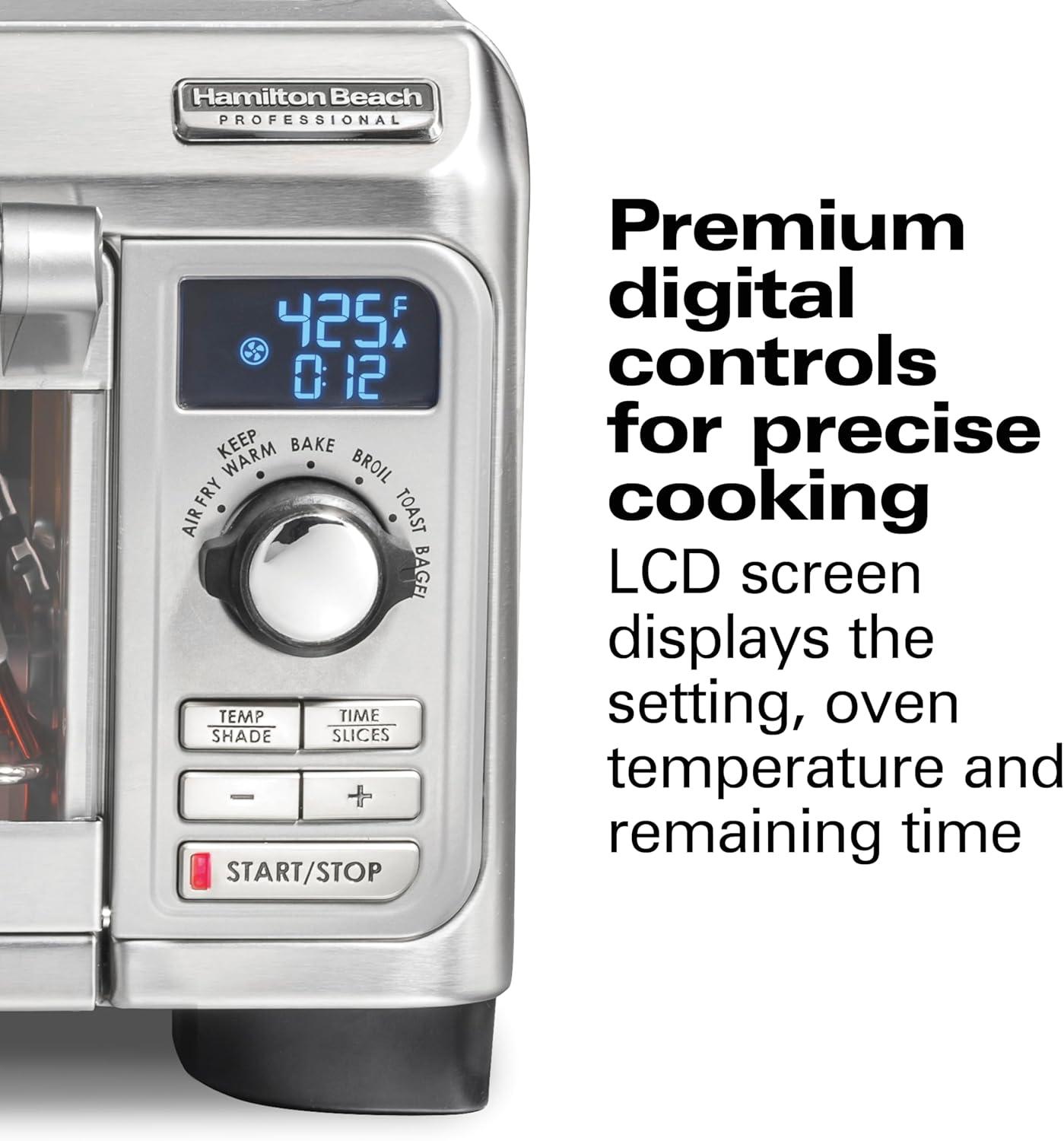 imageHamilton Beach Professional SureCrisp Digital Air Fryer Toaster Oven Combo with 6in1 Functionality 1500 Watts 10inch Pizza 4 Slice Capacity Stainless Steel 31241