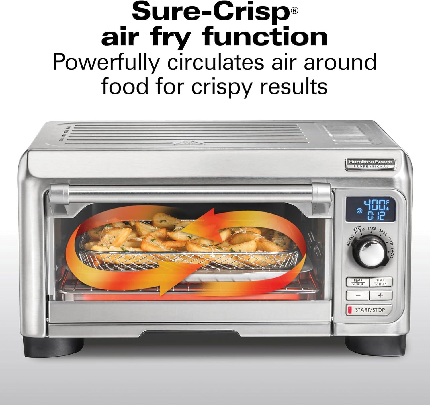 imageHamilton Beach Professional SureCrisp Digital Air Fryer Toaster Oven Combo with 6in1 Functionality 1500 Watts 10inch Pizza 4 Slice Capacity Stainless Steel 31241