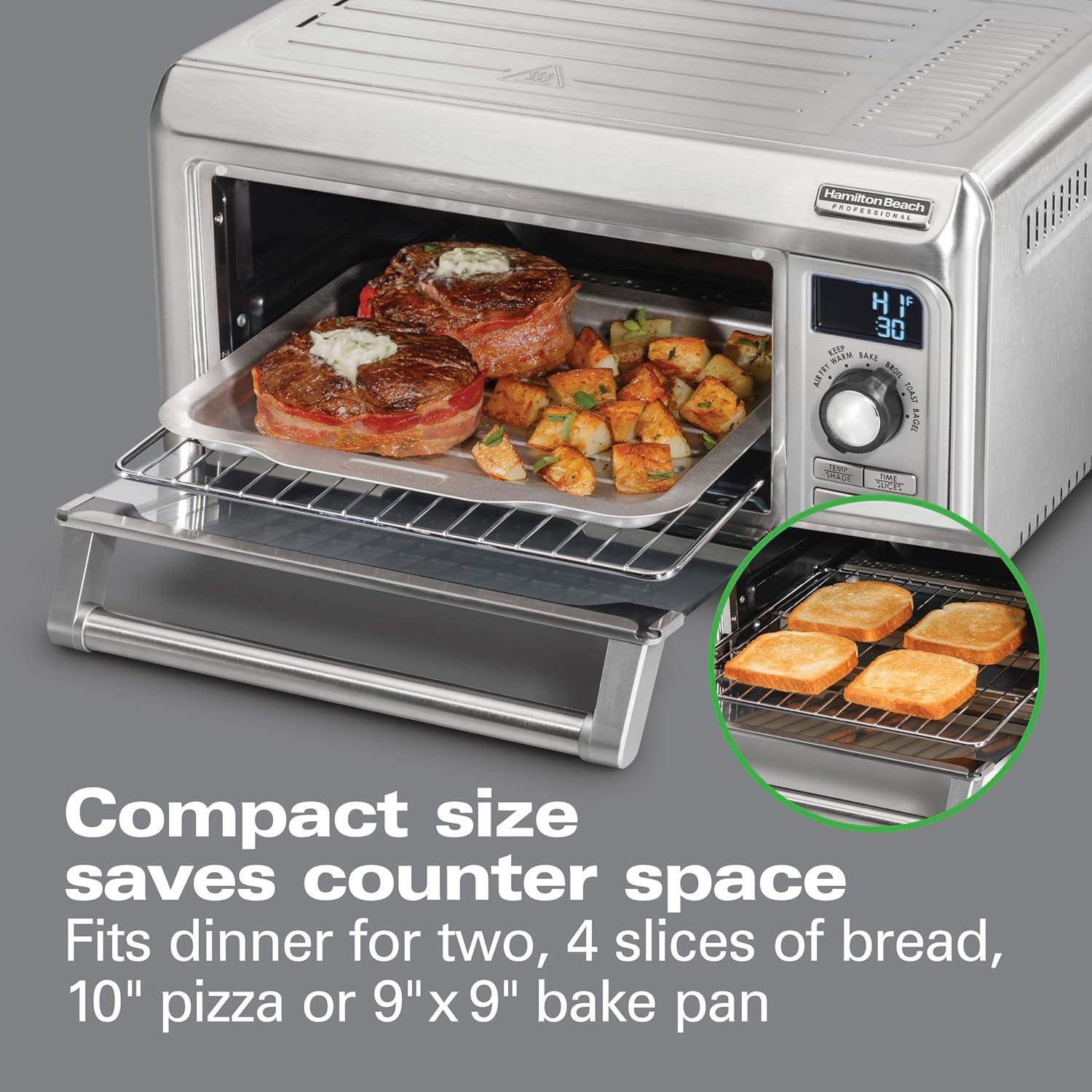 imageHamilton Beach Professional SureCrisp Digital Air Fryer Toaster Oven Combo with 6in1 Functionality 1500 Watts 10inch Pizza 4 Slice Capacity Stainless Steel 31241