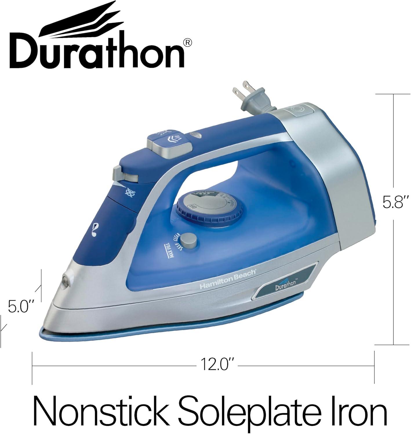 imageHamilton Beach Steam Iron amp Vertical Steamer for Clothes with ScratchResistant Durathon Soleplate Digital Fabric Selector 8 Retractable Cord 3Way Auto Shutoff AntiDrip 1800 Watts Green1500 Watts