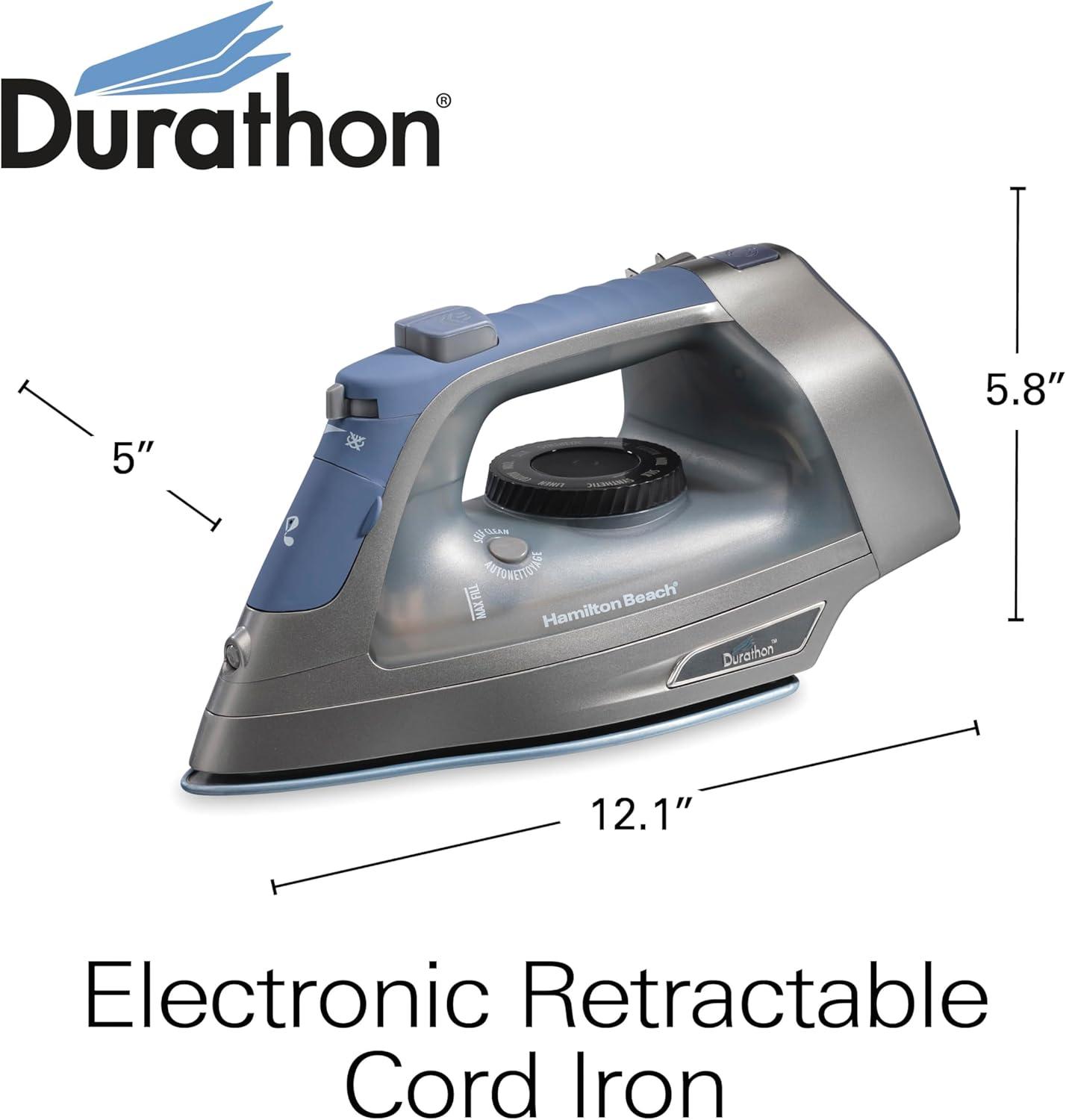 imageHamilton Beach Steam Iron amp Vertical Steamer for Clothes with ScratchResistant Durathon Soleplate Digital Fabric Selector 8 Retractable Cord 3Way Auto Shutoff AntiDrip 1800 Watts Green1800 Watts Pack of 2