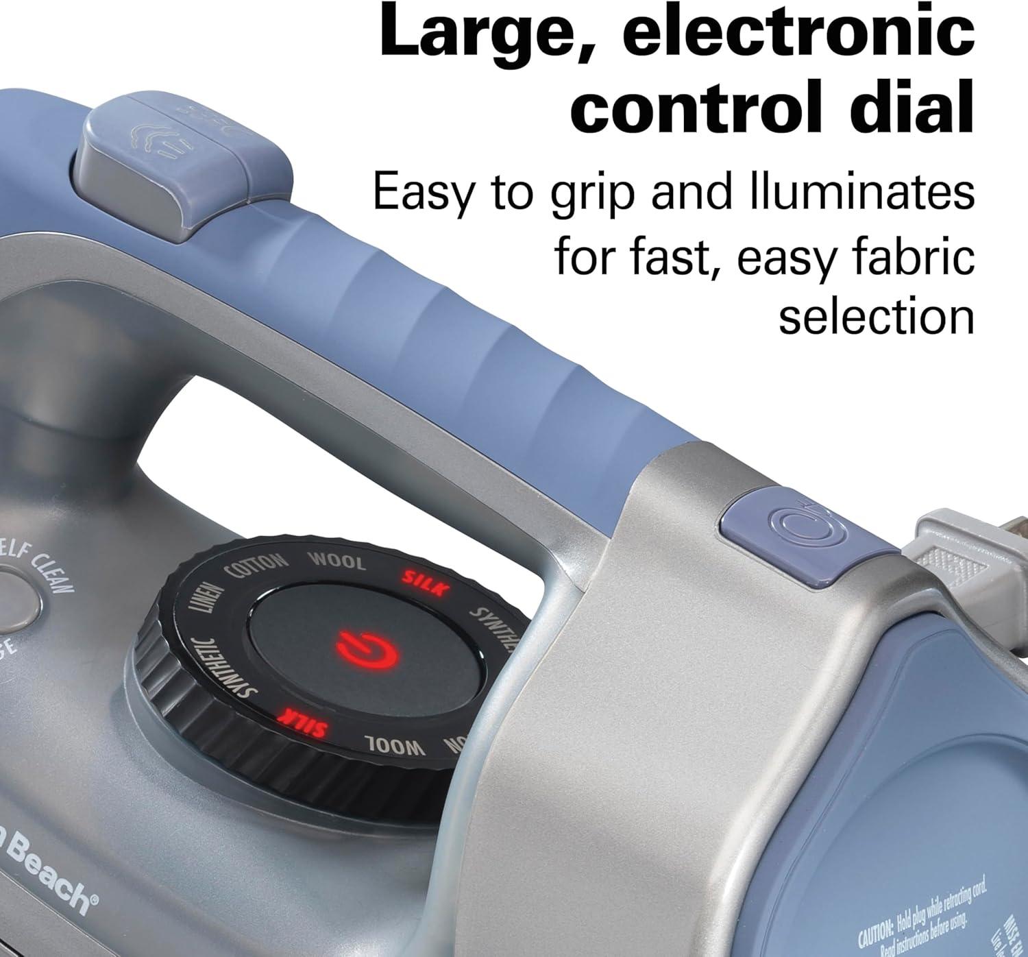 imageHamilton Beach Steam Iron amp Vertical Steamer for Clothes with ScratchResistant Durathon Soleplate Digital Fabric Selector 8 Retractable Cord 3Way Auto Shutoff AntiDrip 1800 Watts Green1800 Watts