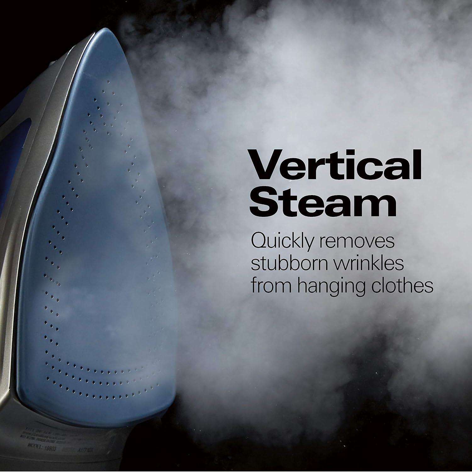 imageHamilton Beach Steam Iron amp Vertical Steamer for Clothes with ScratchResistant Durathon Soleplate Digital Fabric Selector 8 Retractable Cord 3Way Auto Shutoff AntiDrip 1800 Watts Green1500 Watts