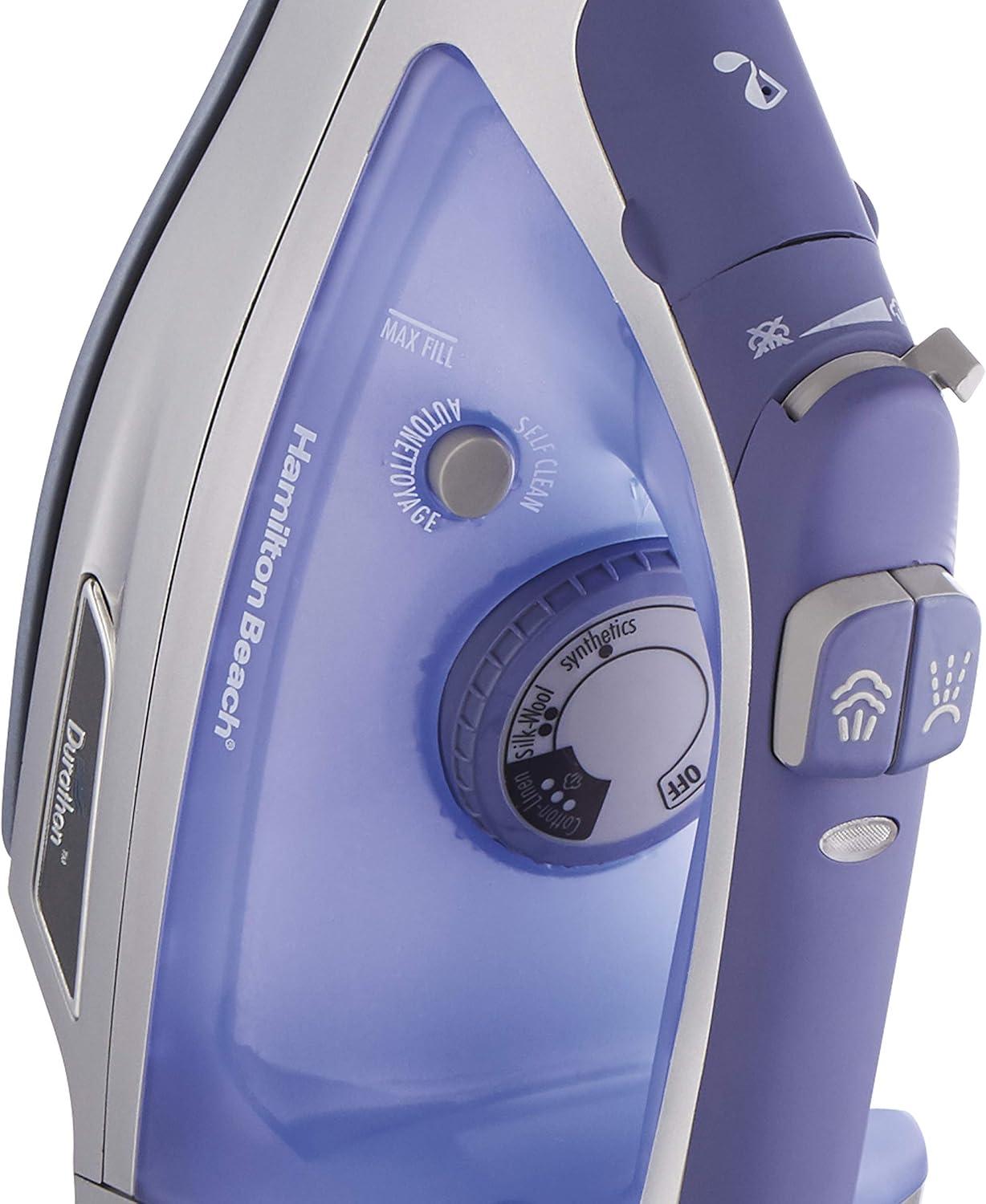 imageHamilton Beach Steam Iron amp Vertical Steamer for Clothes with ScratchResistant Durathon Soleplate Digital Fabric Selector 8 Retractable Cord 3Way Auto Shutoff AntiDrip 1800 Watts Green1500 Watts