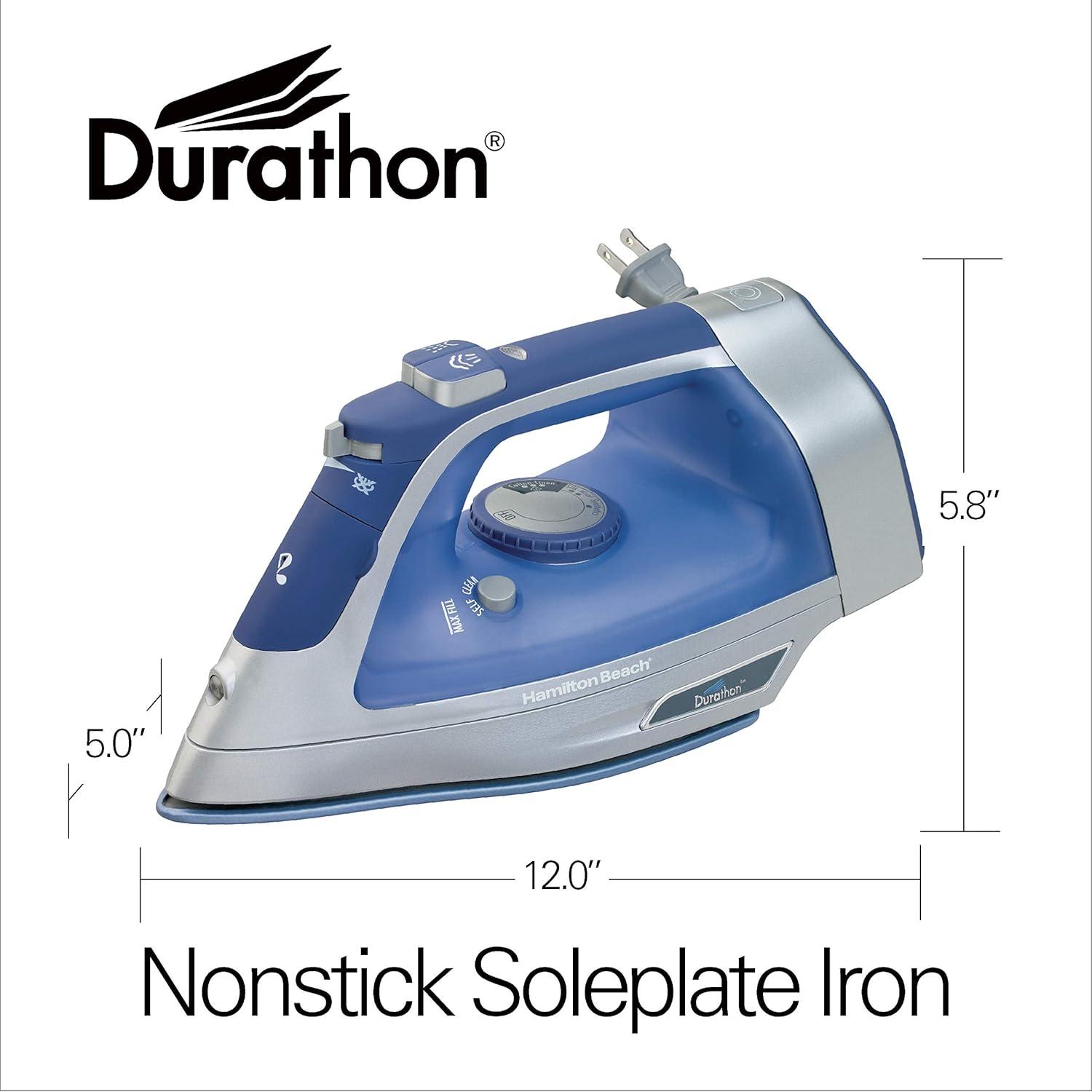 imageHamilton Beach Steam Iron amp Vertical Steamer for Clothes with ScratchResistant Durathon Soleplate Digital Fabric Selector 8 Retractable Cord 3Way Auto Shutoff AntiDrip 1800 Watts Green1500 Watts