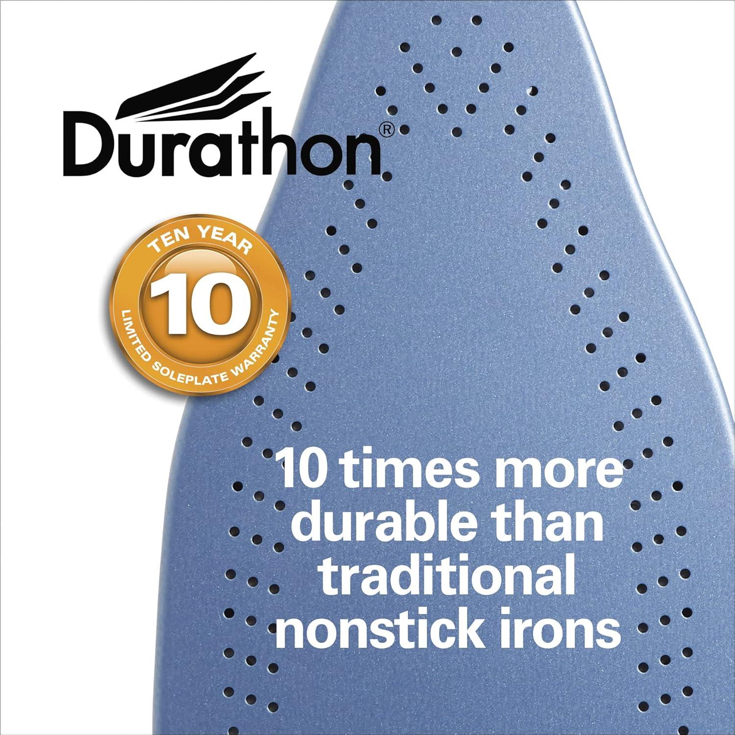 imageHamilton Beach Steam Iron amp Vertical Steamer for Clothes with ScratchResistant Durathon Soleplate Digital Temperature Control 8 Retractable Cord 3Way Auto Shutoff AntiDrip 1700 Watts Silver