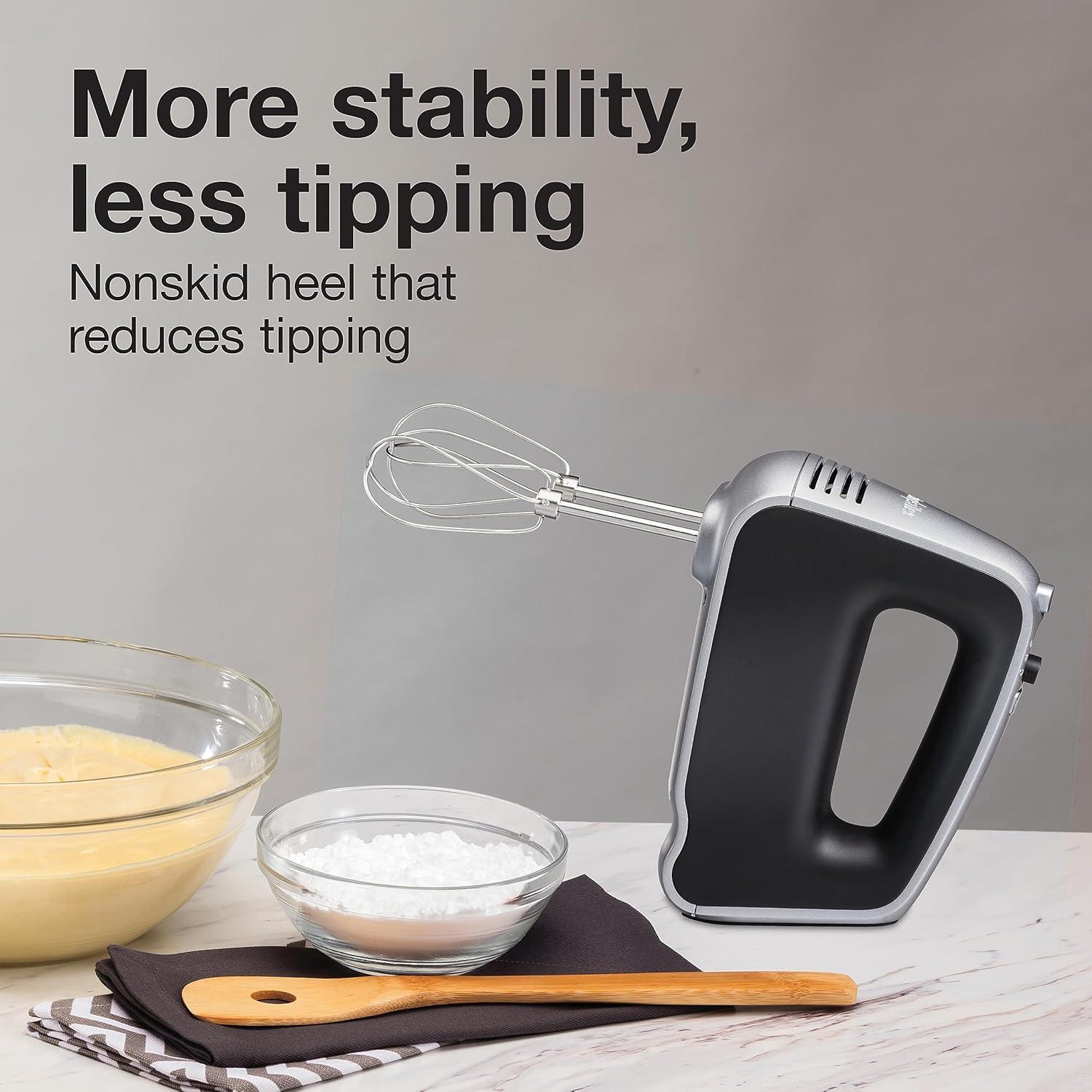 imageProctor Silex 5Speed Boost Electric Hand Mixer with Powerful 13 Amp DC Motor For Effortless Mixing amp Consistent Speed in Thick Ingredients Slow Start Silver 62501