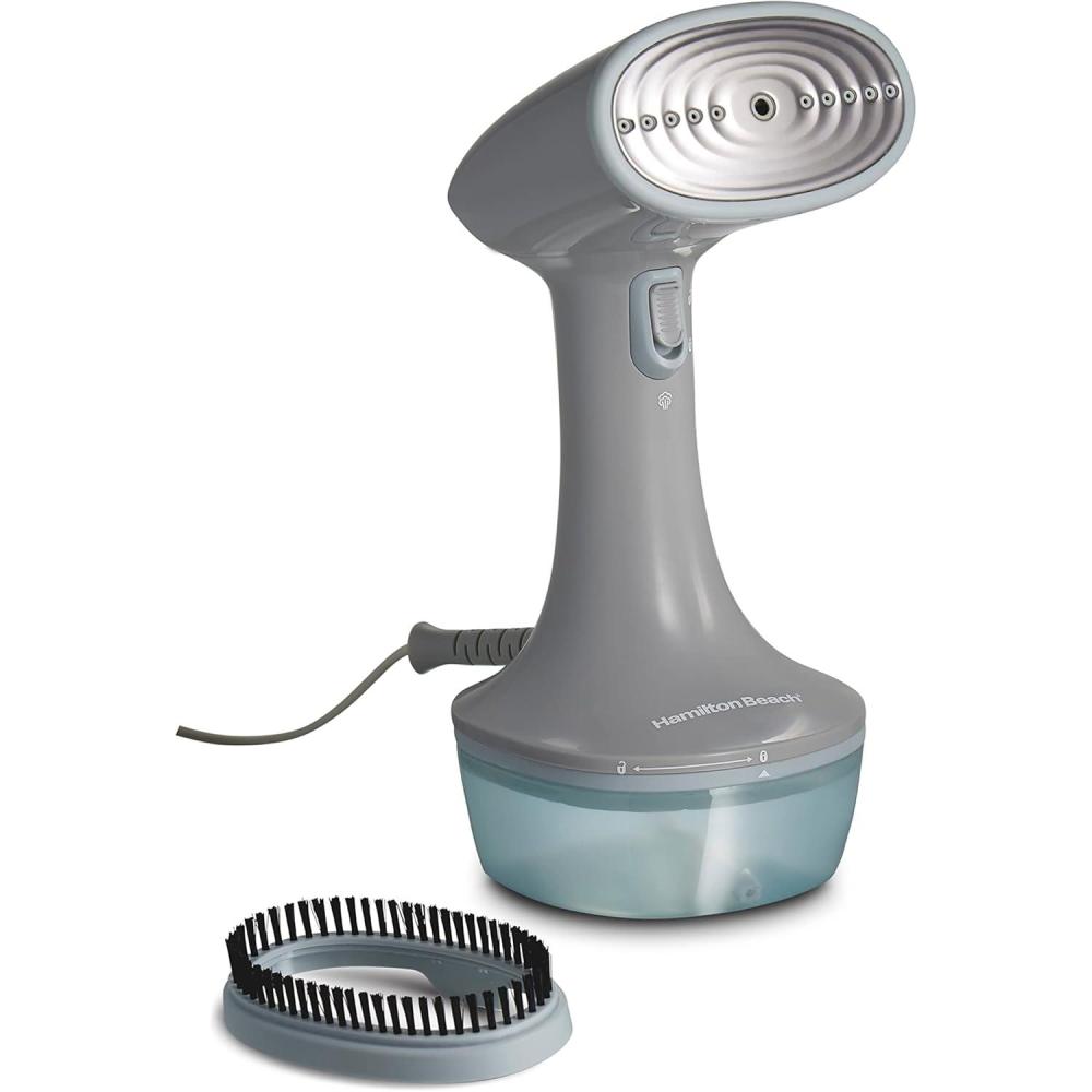 imageHamilton Beach Handheld Garment Steamer for Clothes Fabric and Drapes1200 Watts 400ml Water Tank 20 Minutes of Continuous Steam Vacation Essentials Gray amp Blue 11557Gray Blue