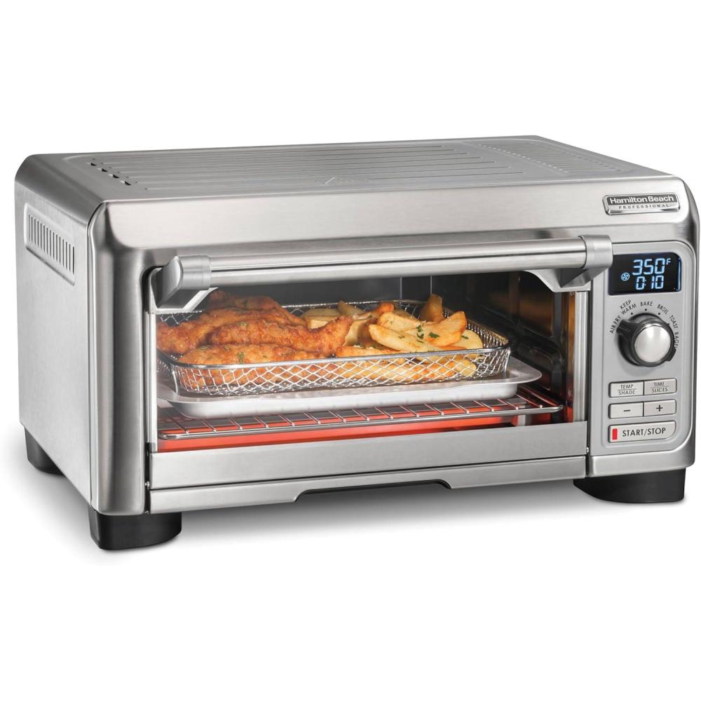 imageHamilton Beach Professional SureCrisp Digital Air Fryer Toaster Oven Combo with 6in1 Functionality 1500 Watts 10inch Pizza 4 Slice Capacity Stainless Steel 31241