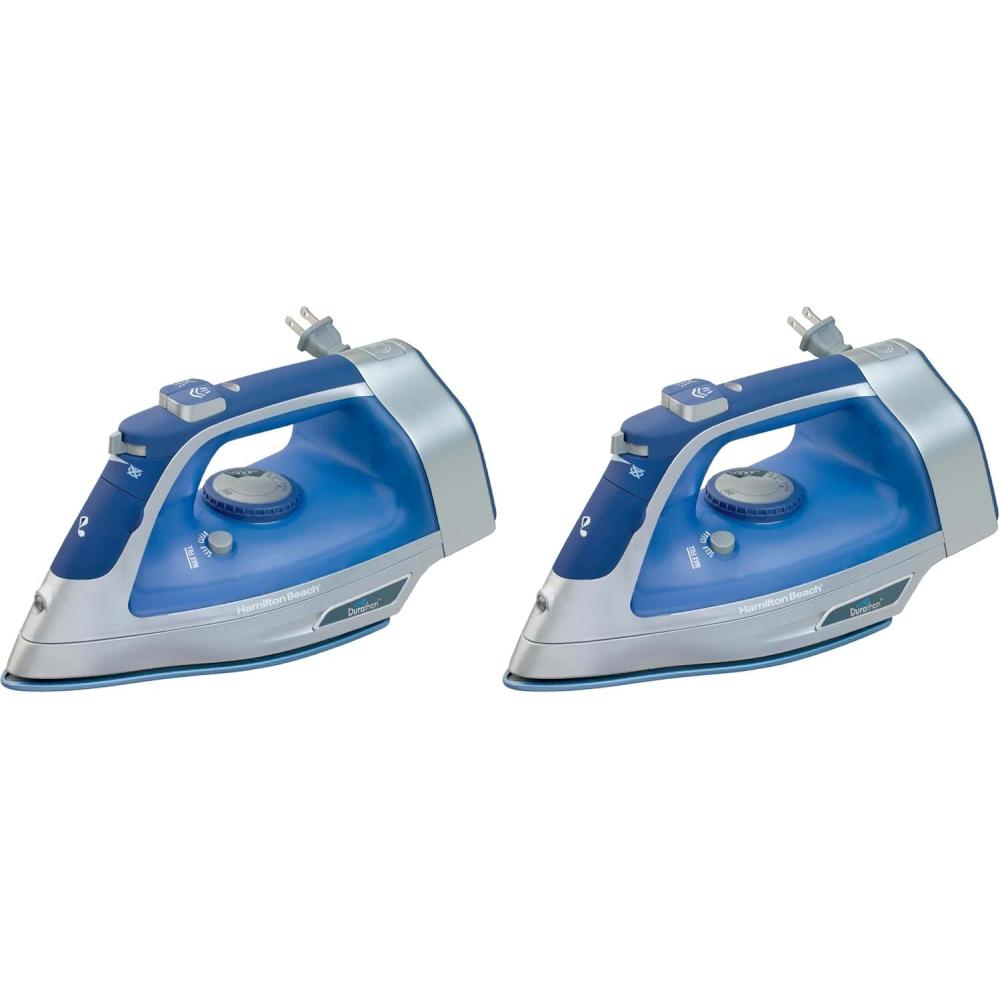 imageHamilton Beach Steam Iron amp Vertical Steamer for Clothes with ScratchResistant Durathon Soleplate Digital Fabric Selector 8 Retractable Cord 3Way Auto Shutoff AntiDrip 1800 Watts Green1500 Watts