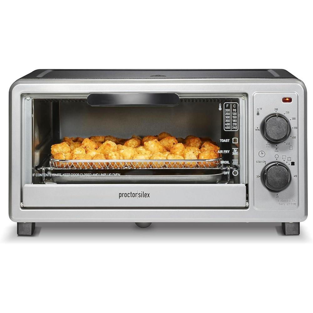 imageProctor Silex SimplyCrisp Air Fryer Toaster Oven Combo with 4in1 Functionality Air Fry Bake Broil amp Toast 1200 Watts Fits 4 Slices or Personal Pizza Auto Shutoff Black 31265Black