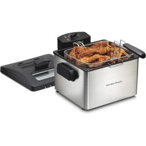 Hamilton Beach 35042 Professional Style Electric Deep Fryer, Frying Basket with Hooks, 1800 Watts, 5 Liter, Stainless Steel(21 Cups / 5 Liters Oil Capacity)