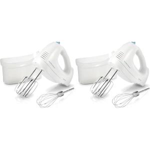 Hamilton Beach 6-Speed Electric Hand Mixer with Whisk, Traditional Beaters, Snap-On Storage Case, 250 Watts, White(1)