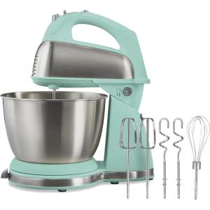 Hamilton Beach Classic Stand and Hand Mixer, 4 Quarts, 6 Speeds with QuickBurst, Bowl Rest, 290 Watts Peak Power, Blue (64658)(Blue)