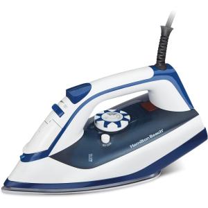 Hamilton Beach Iron & Garment Steamer for Clothes with Smooth Press Stainless Steel Soleplate, 3-Way Auto Shutoff, 1500 Watts for High-Velocity Steam, 10’ Cord, Leak-Proof Anti-Drip, White (14650)(1500 Watts for High-Velocity Steam)