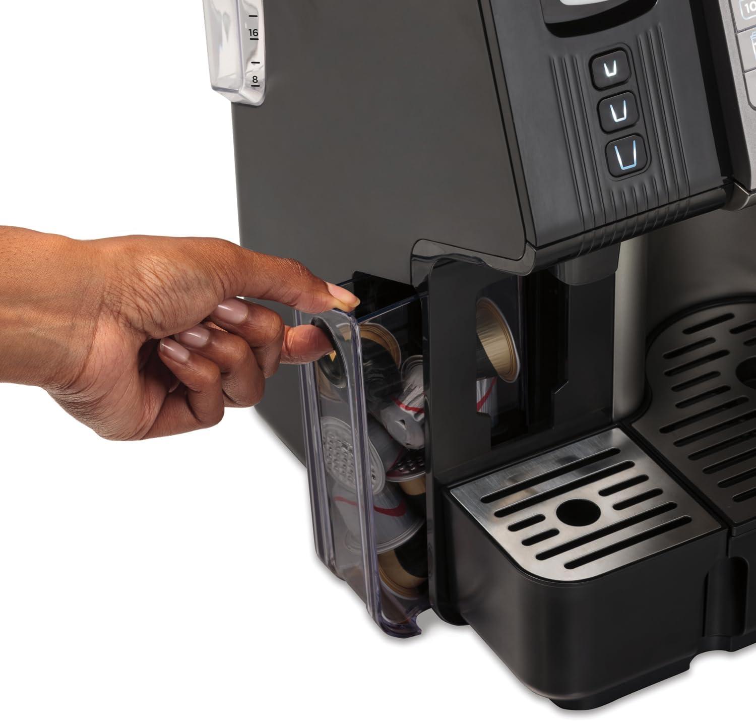 imageHamilton Beach FlexBrew Trio 2Way Coffee Maker Compatible with KCup Pods or Grounds Combo Single Serve amp Espresso Machine with 19 Bar Pump 56 oz Removable Reservoir Black56 oz Removable Reservoir Black