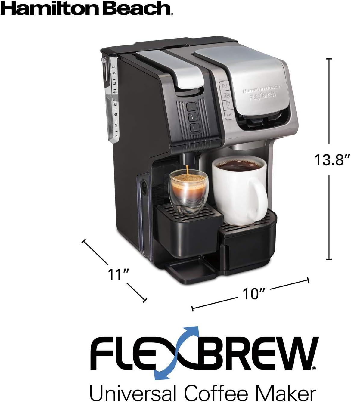imageHamilton Beach FlexBrew Trio 2Way Coffee Maker Compatible with KCup Pods or Grounds Combo Single Serve amp Espresso Machine with 19 Bar Pump 56 oz Removable Reservoir Black56 oz Removable Reservoir Black
