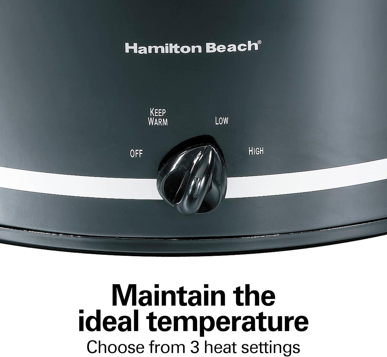 imageHamilton Beach 7Quart Portable Slow Cooker Serves 8 Dishwasher Safe Crock Lid Latch Strap for Travel Brushed SilverBlack
