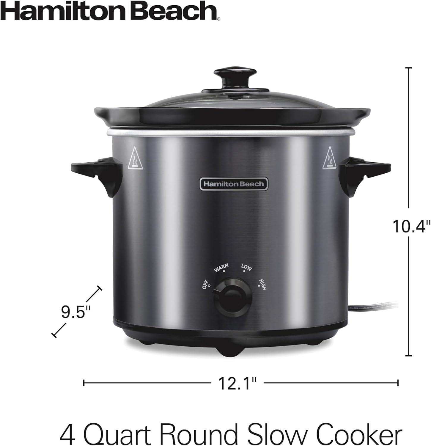 imageHamilton Beach 7Quart Portable Slow Cooker Serves 8 Dishwasher Safe Crock Lid Latch Strap for Travel Brushed SilverBrushed Gray