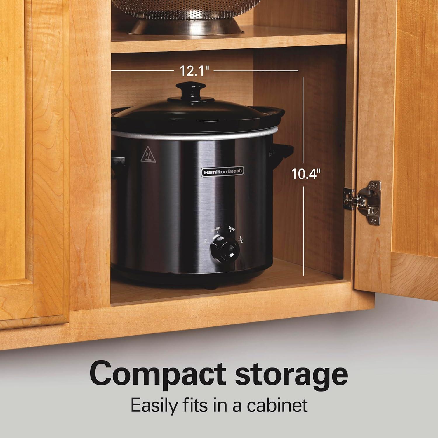 imageHamilton Beach 7Quart Portable Slow Cooker Serves 8 Dishwasher Safe Crock Lid Latch Strap for Travel Brushed SilverBrushed Gray