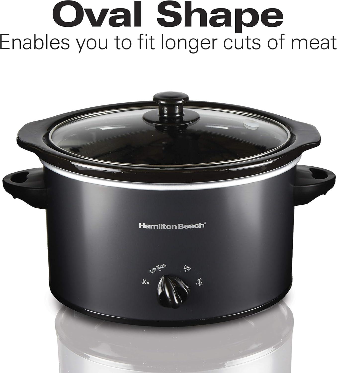 imageHamilton Beach 7Quart Portable Slow Cooker Serves 8 Dishwasher Safe Crock Lid Latch Strap for Travel Brushed SilverMatte Black